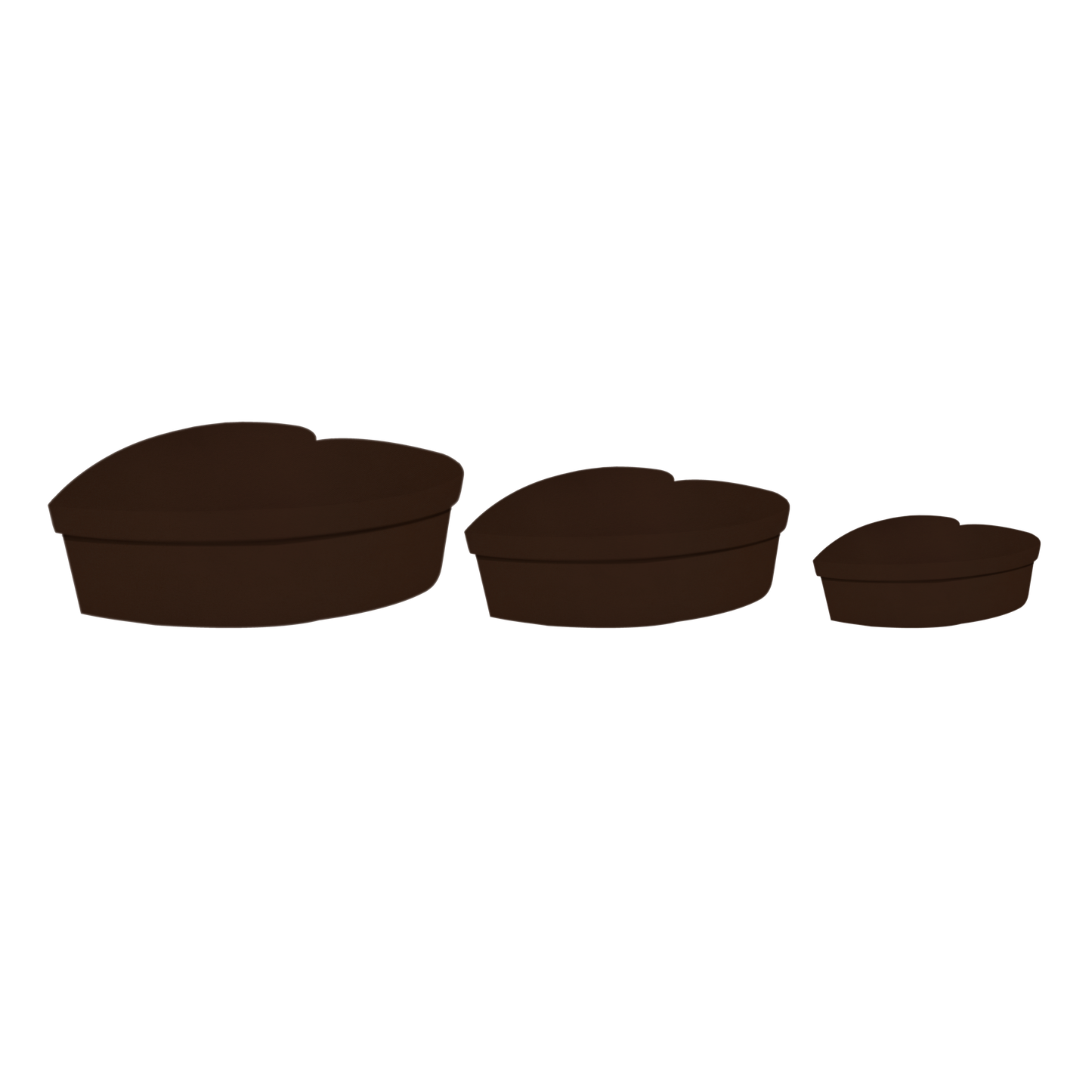 Kit 3 different sizes heart shape boxes 3 in 1 - Velvet Brown