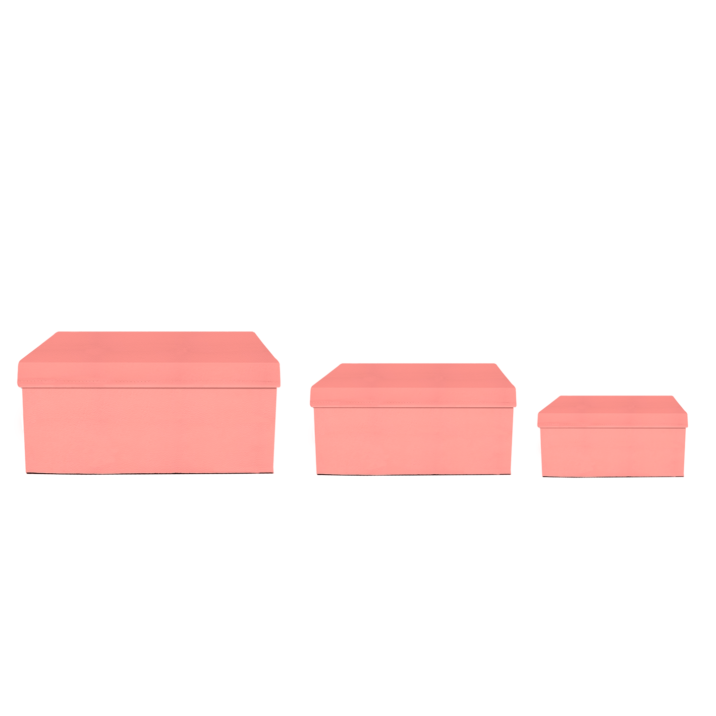 Kit 3 different sizes rectangular shape boxes 3 in 1 - PU Leather Pink