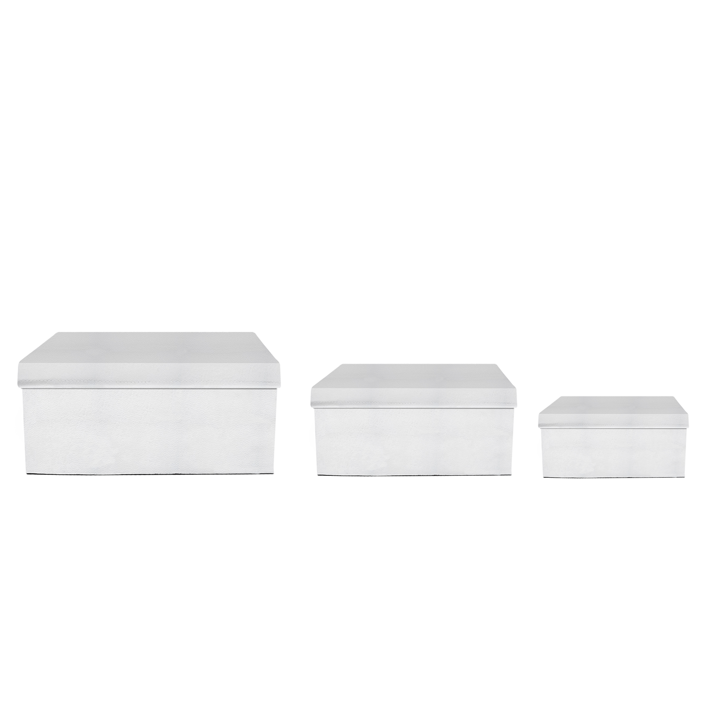 Kit 3 different sizes rectangular shape boxes 3 in 1 - PU Leather White