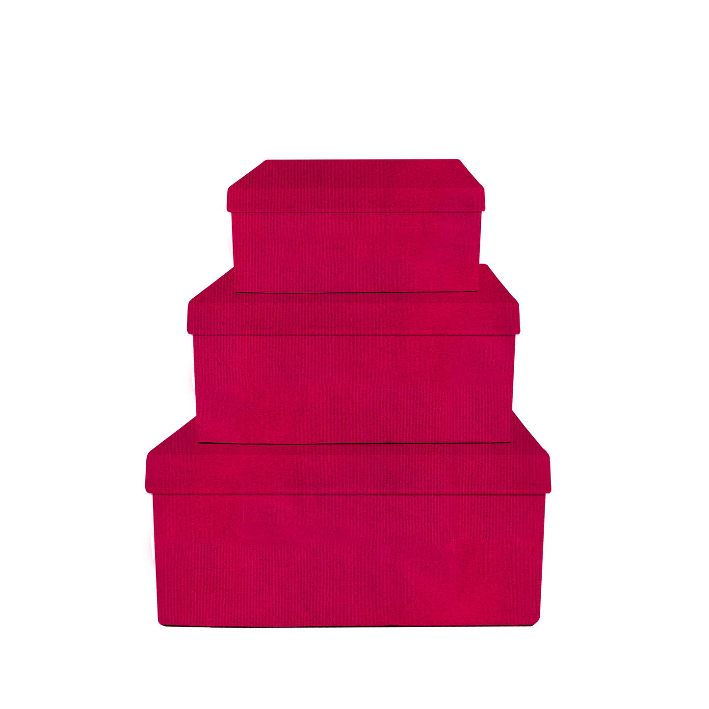 Kit 3 cajas rectangulares de distintos tamaños 3 en 1 - Suede Fucsia