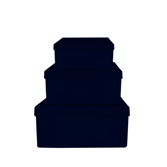 Kit 3 different sizes rectangular shape boxes 3 in 1 - Suede Navy Blue