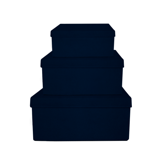 Kit 3 different sizes rectangular shape boxes 3 in 1 - Velvet Navy Blue
