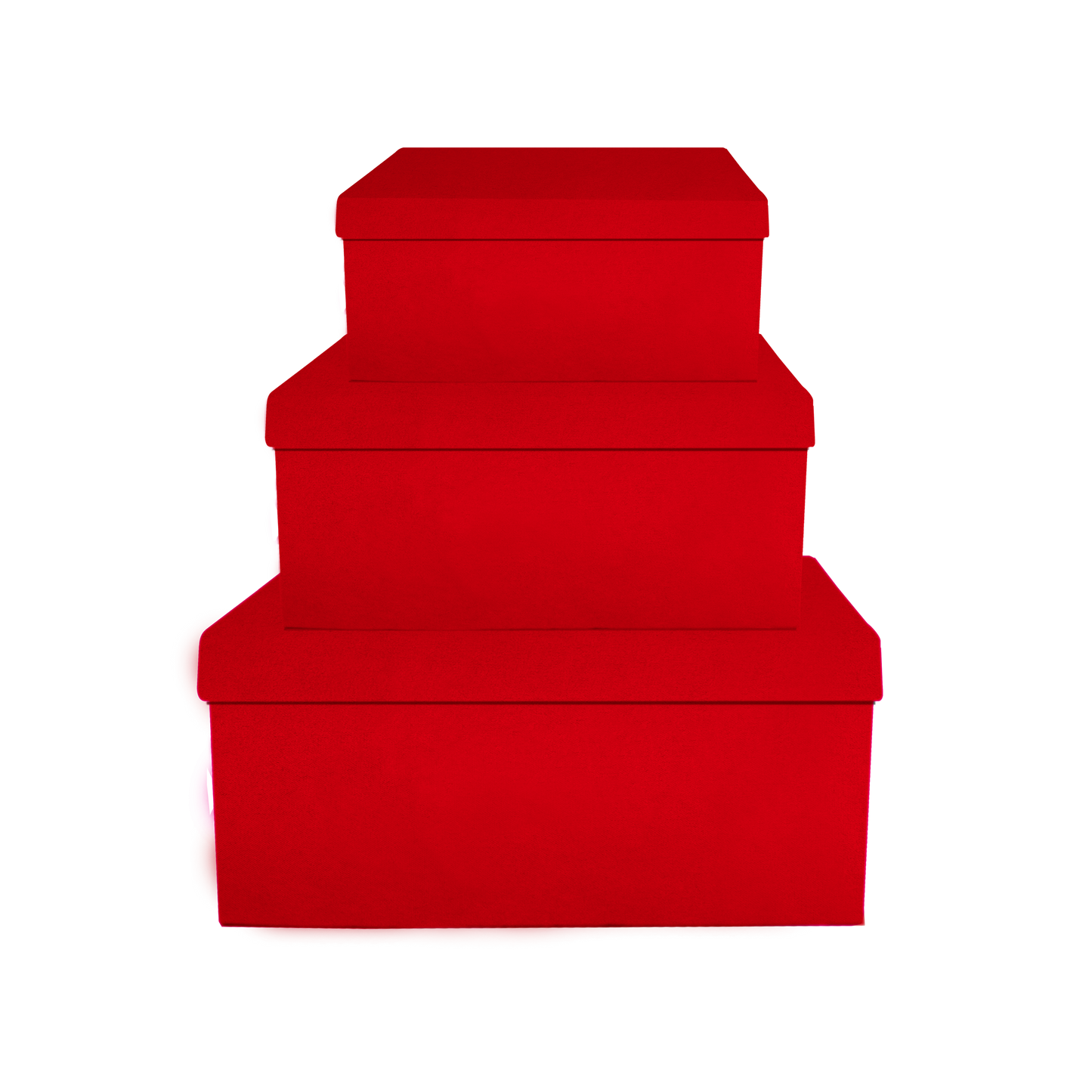 Kit 3 different sizes rectangular shape boxes 3 in 1 - Velvet Red