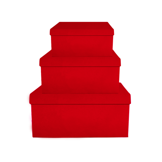Kit 3 different sizes rectangular shape boxes 3 in 1 - Velvet Red