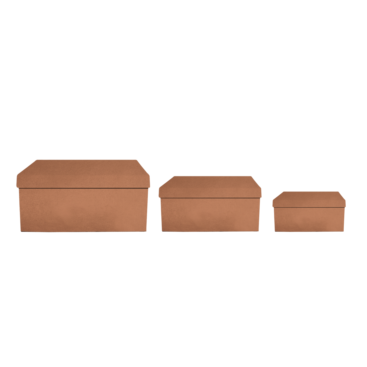 Kit 3 different sizes rectangular shape boxes 3 in 1 - Velvet Tan