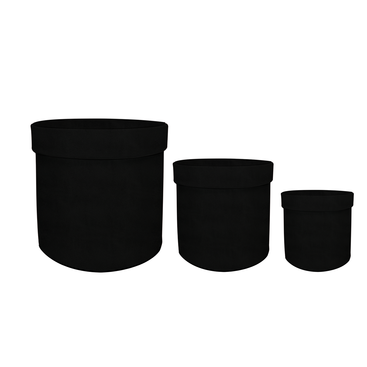 Kit 3 different sizes round shape boxes 3 in 1 - PU Leather Black