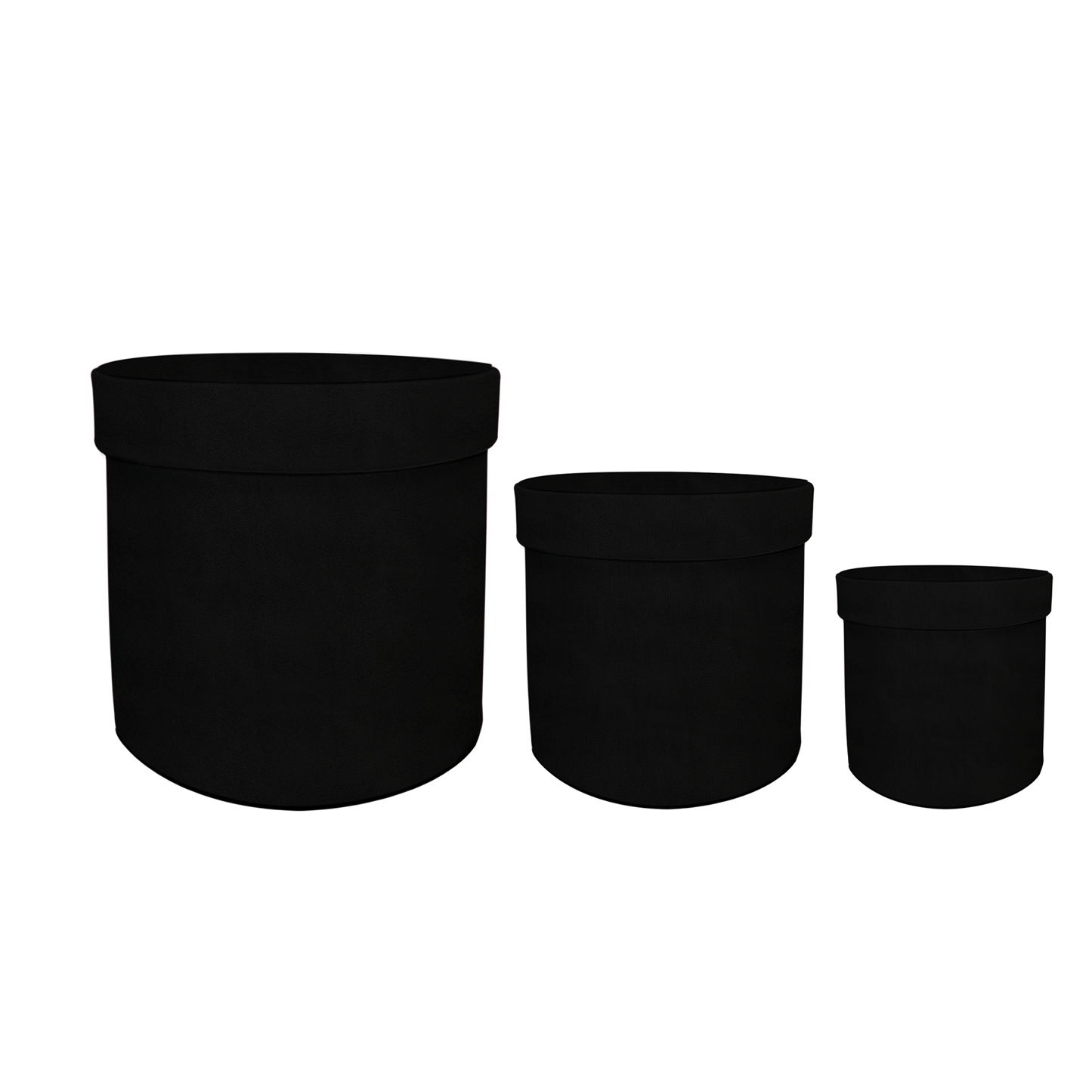 Kit 3 different sizes round boxes 3 in 1 - OP-B - PU Leather Black