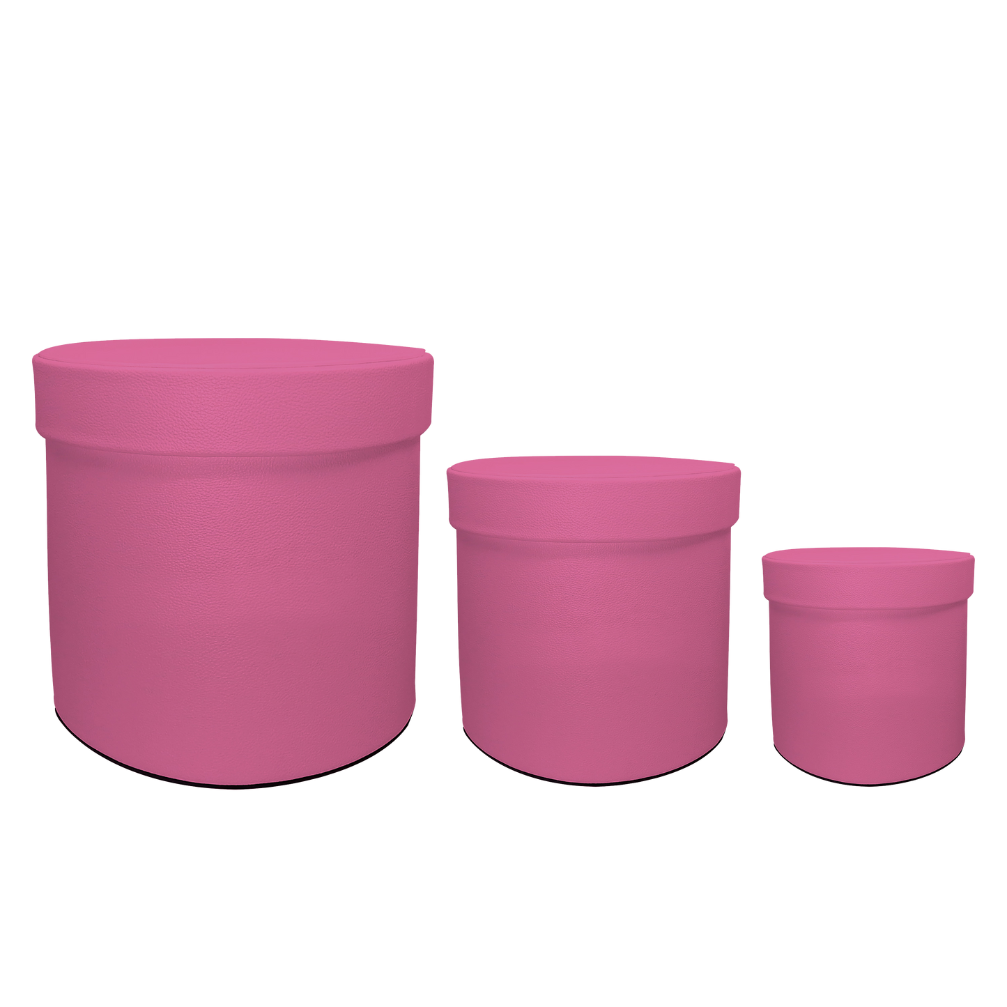 Kit 3 different sizes round shape boxes 3 in 1 - PU Leather Lavender