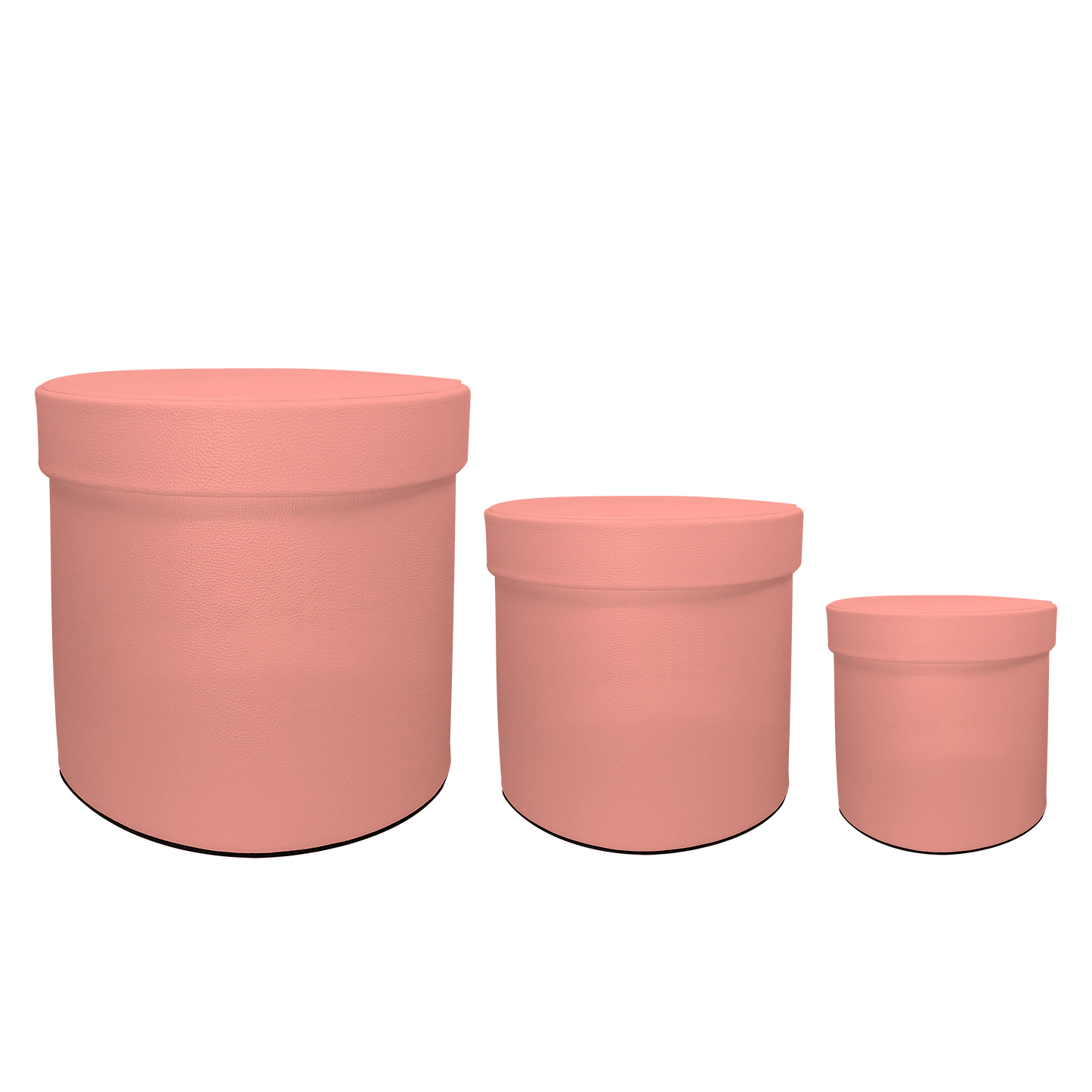 Kit 3 different sizes round shape boxes 3 in 1 - PU Leather Pink