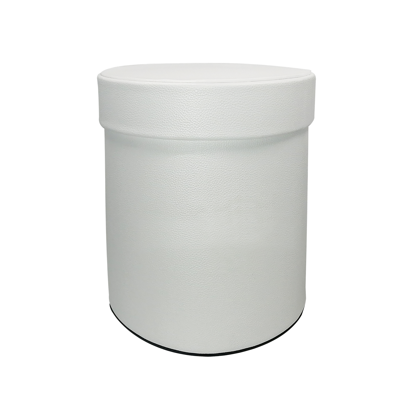 Round Box in White in PU Leather
