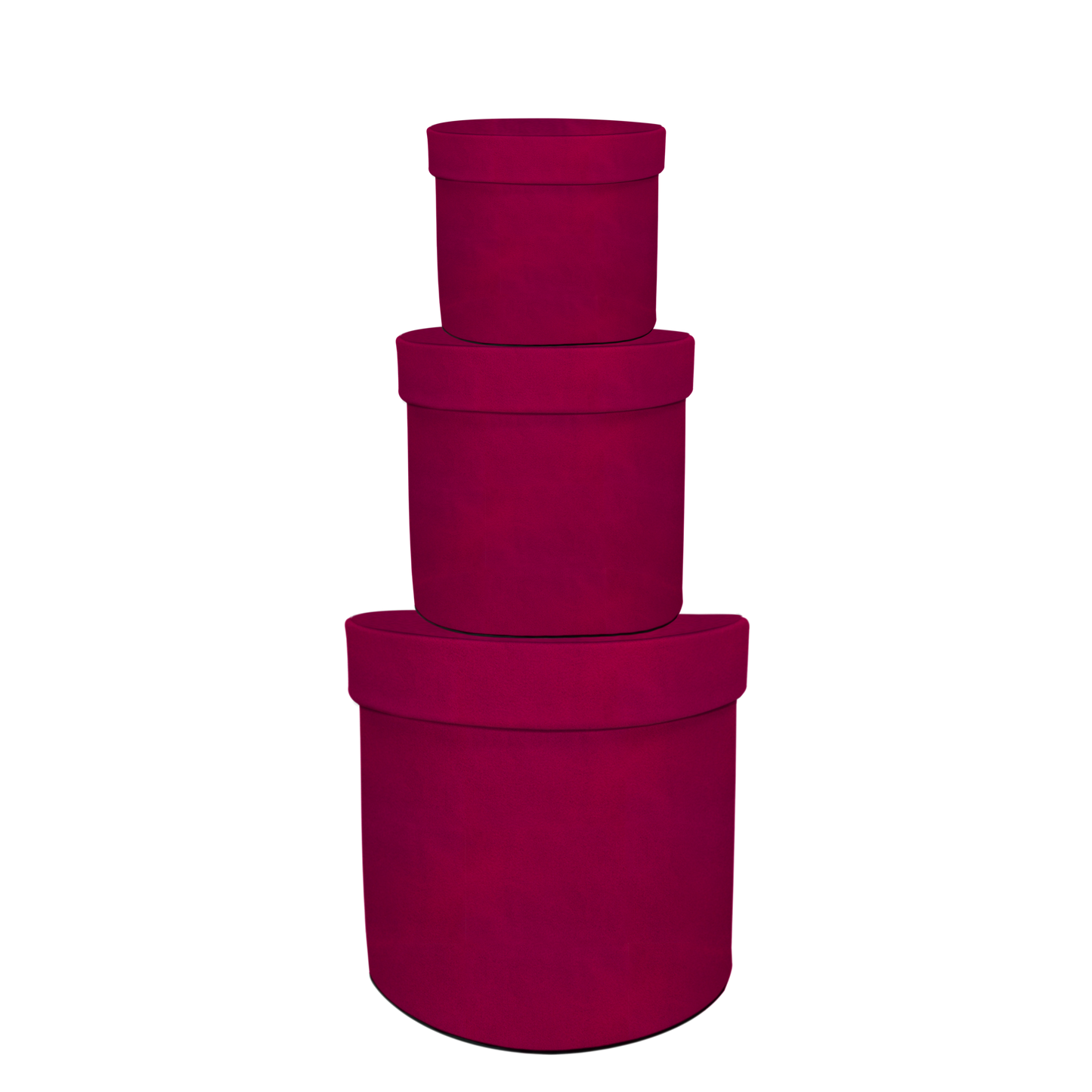 Kit 3 different sizes round shape boxes 3 in 1 - Suede Fucsia