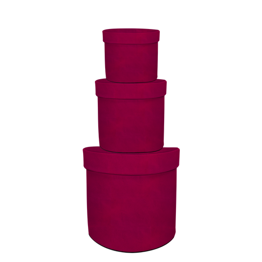Kit 3 different sizes round shape boxes 3 in 1 - Suede Fucsia