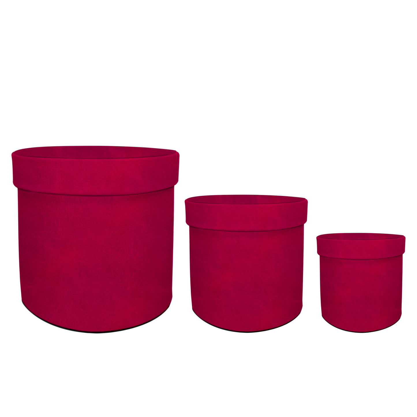 Kit 3 different sizes round shape boxes 3 in 1 - Suede Fucsia