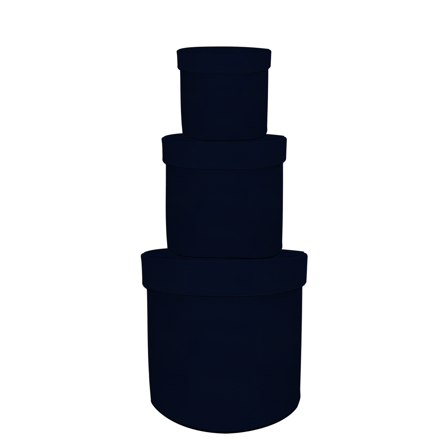 Kit 3 different sizes round shape boxes 3 in 1 - Suede Navy Blue