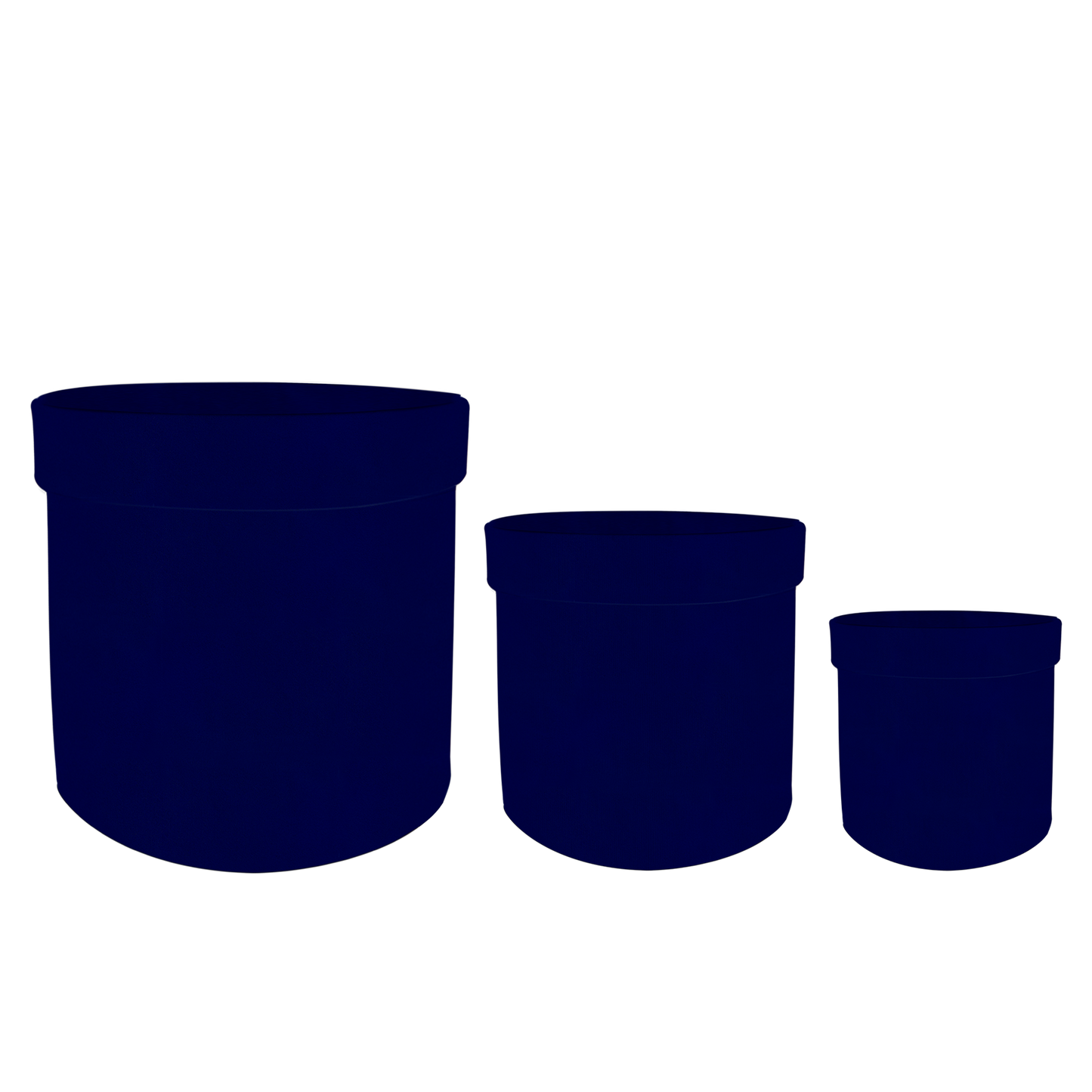 Kit 3 different sizes round shape boxes 3 in 1 - Suede Navy Blue