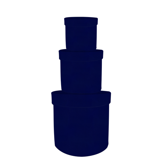 Kit 3 different sizes round shape boxes 3 in 1 - Suede Royal Blue