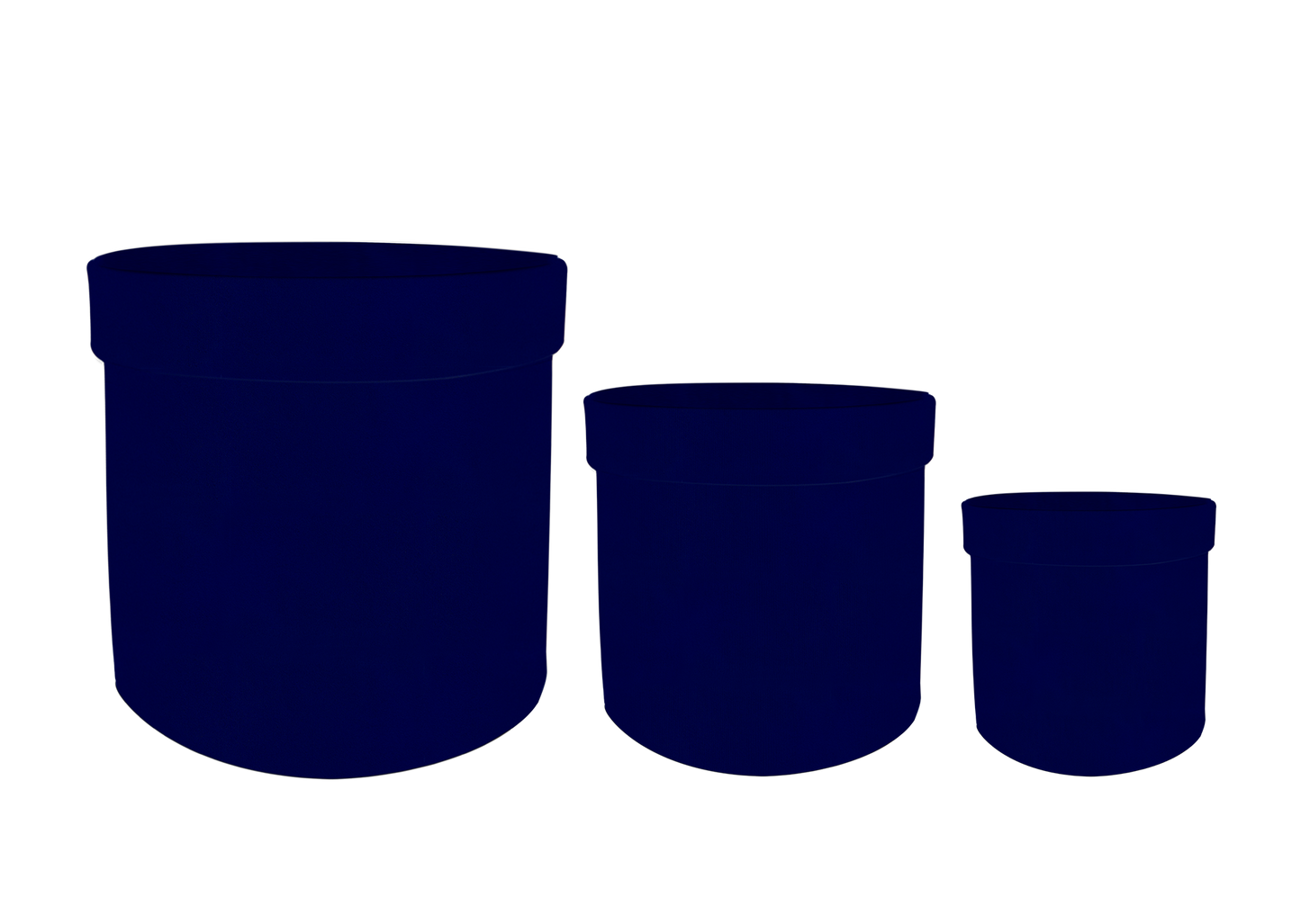 Kit 3 different sizes round boxes 3 in 1 - OP-B - Suede Royal Blue