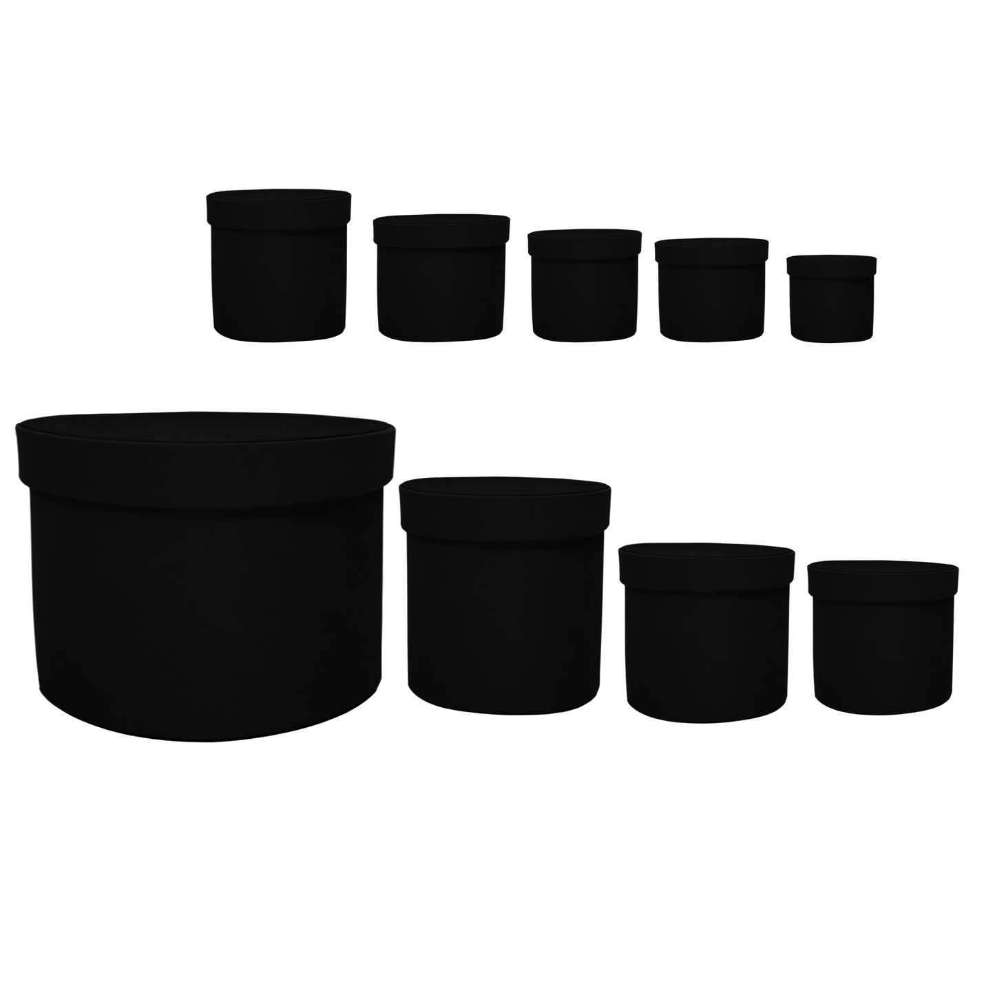 Kit 9 different sizes round boxes 9 in 1 - Velvet Black