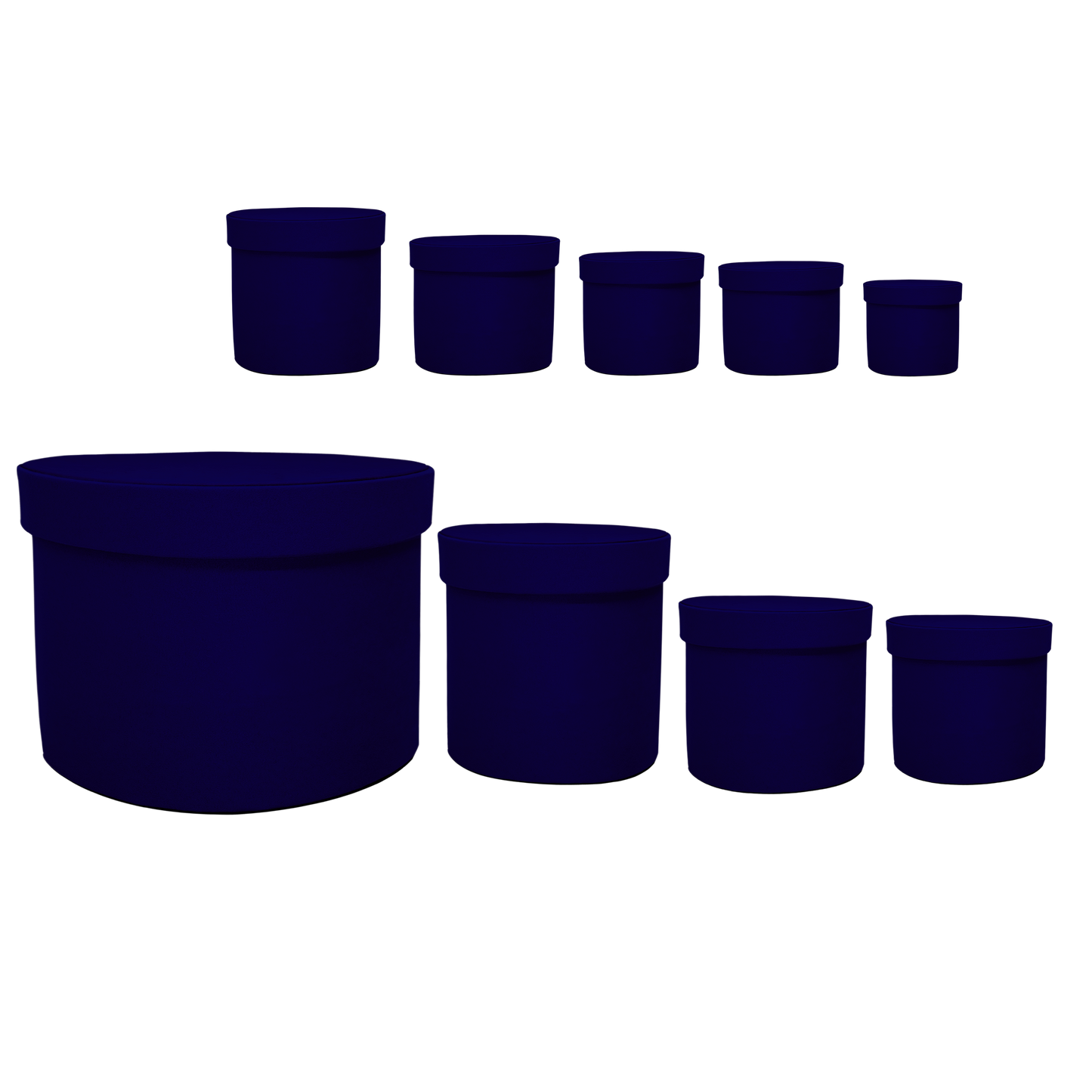 Kit 9 different sizes round and square boxes 9 in 1 - Velvet Navy Blue