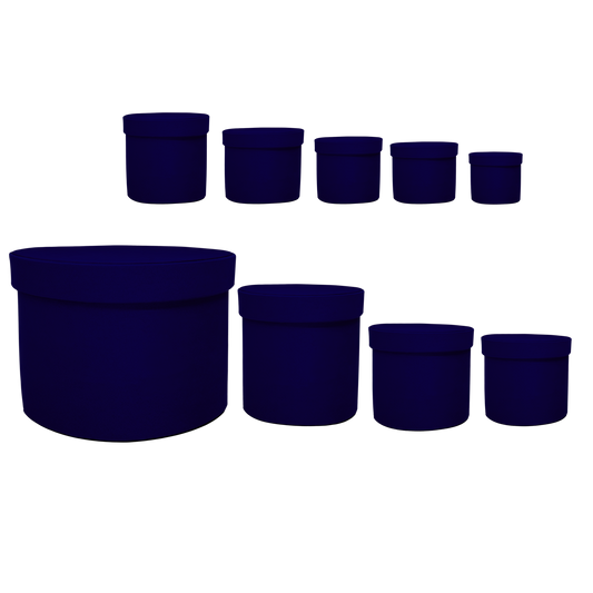 Kit 9 different sizes round and square boxes 9 in 1 - Velvet Navy Blue