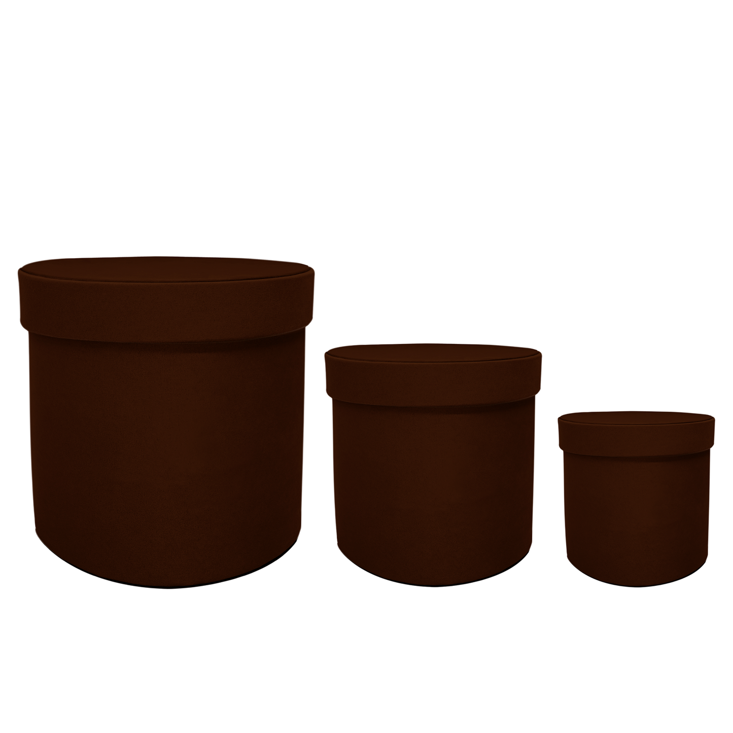 Kit 3 different sizes round shape boxes 3 in 1 - Velvet Brown