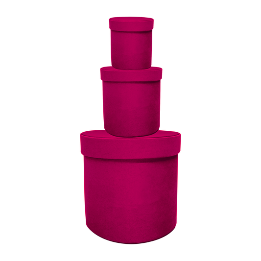 Kit 3 different sizes round shape boxes 3 in 1 - Velvet Fucsia