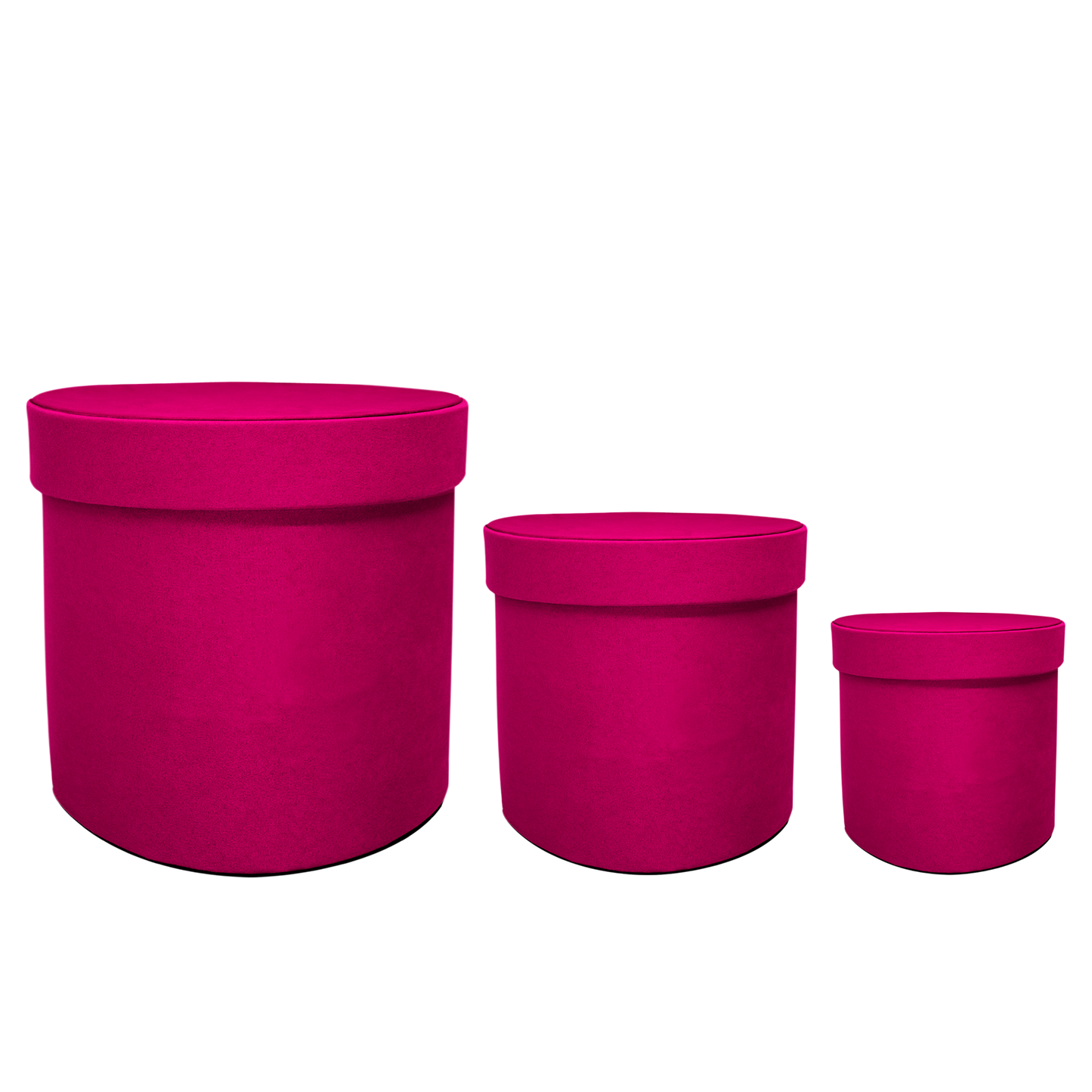 Kit 3 different sizes round shape boxes 3 in 1 - Velvet Fucsia