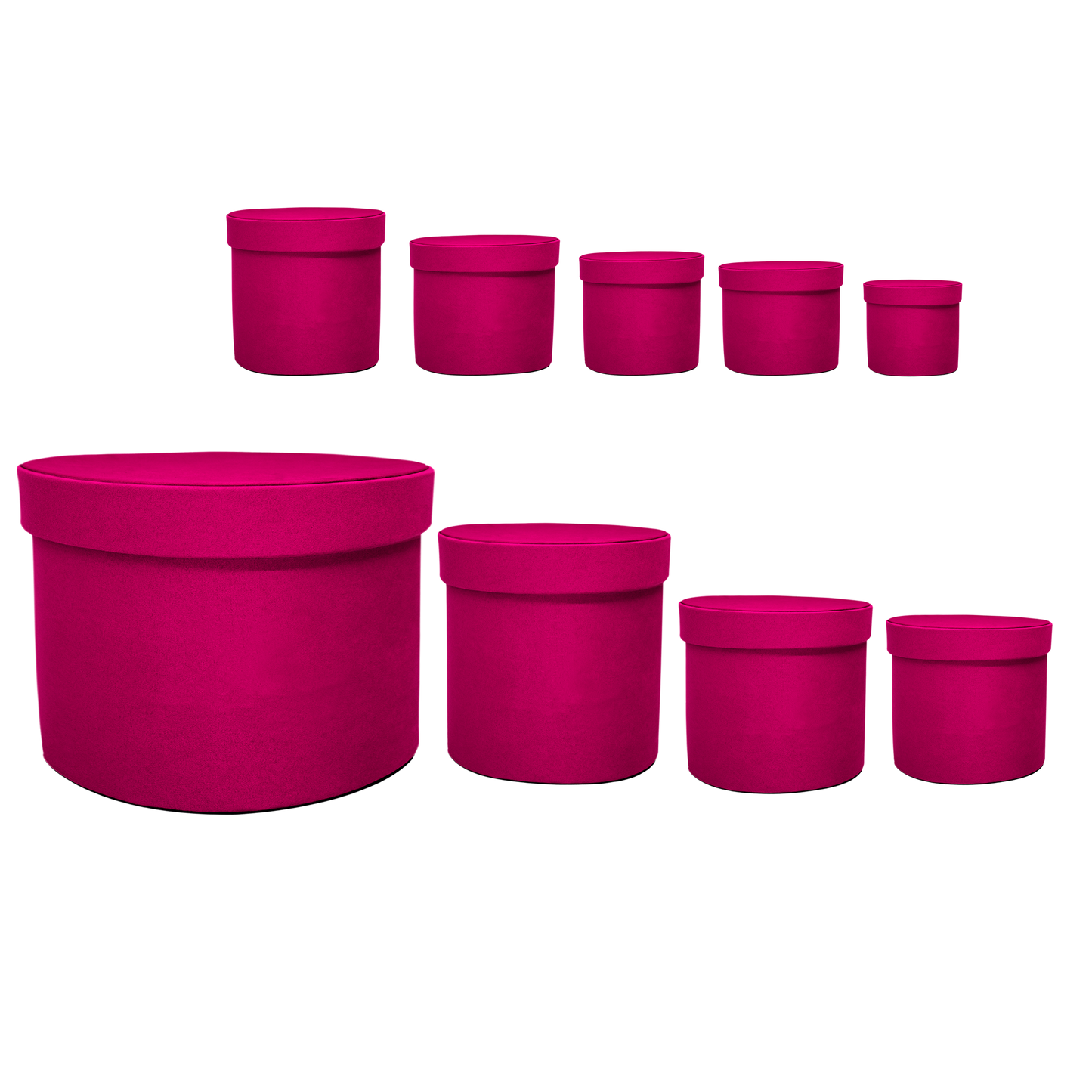 Kit 9 different sizes round and square boxes 9 in 1 - Velvet Fucsia