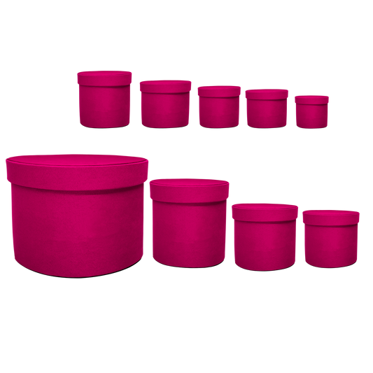 Kit 9 different sizes round and square boxes 9 in 1 - Velvet Fucsia
