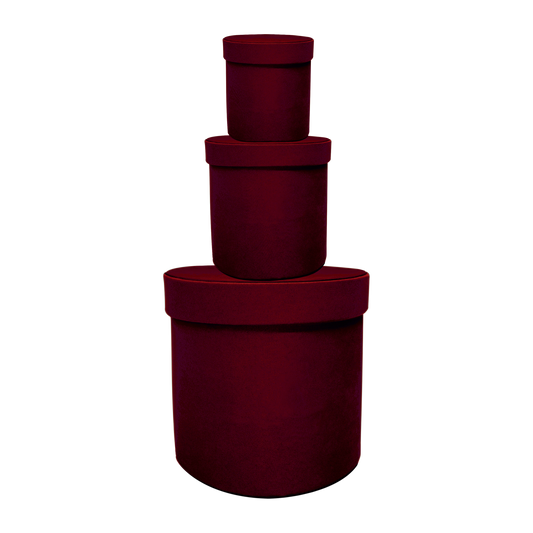 Kit 3 different sizes round shape boxes 3 in 1 - Velvet Marron