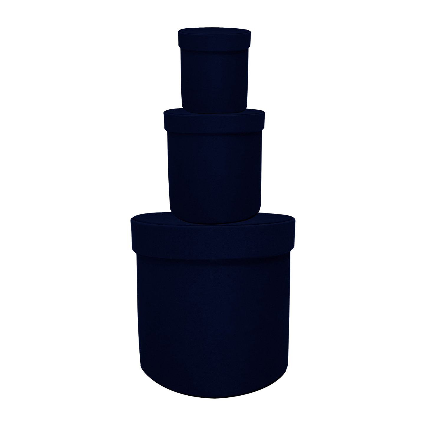 Kit 3 different sizes round shape boxes 3 in 1 - Velvet Navy Blue