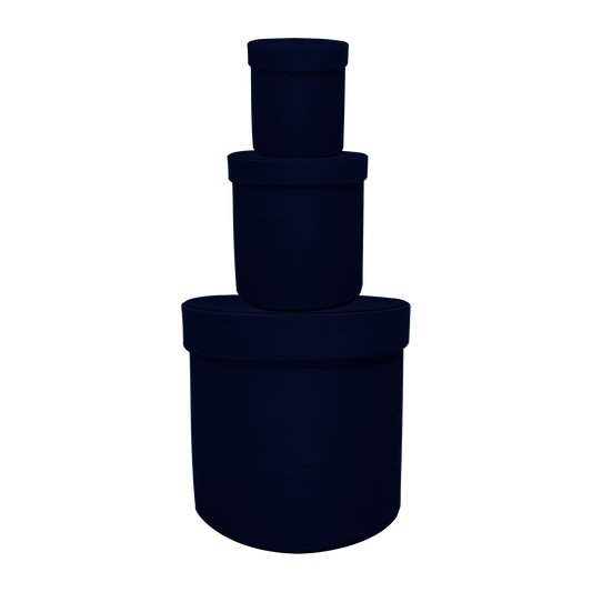 Kit 3 different sizes round shape boxes 3 in 1 - Velvet Navy Blue