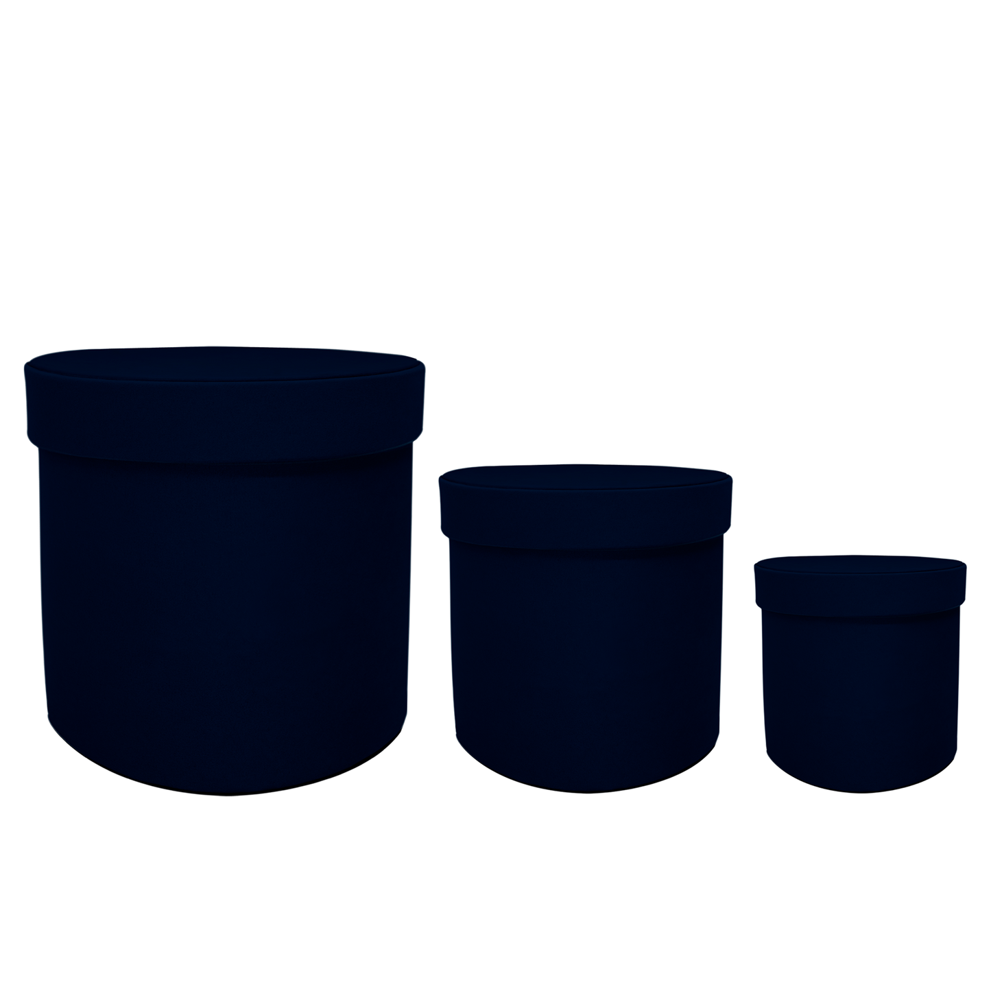 Kit 3 different sizes round shape boxes 3 in 1 - Velvet Navy Blue