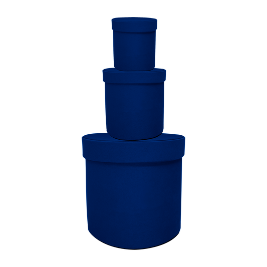 Kit 3 different sizes round shape boxes 3 in 1 - Velvet Royal Blue