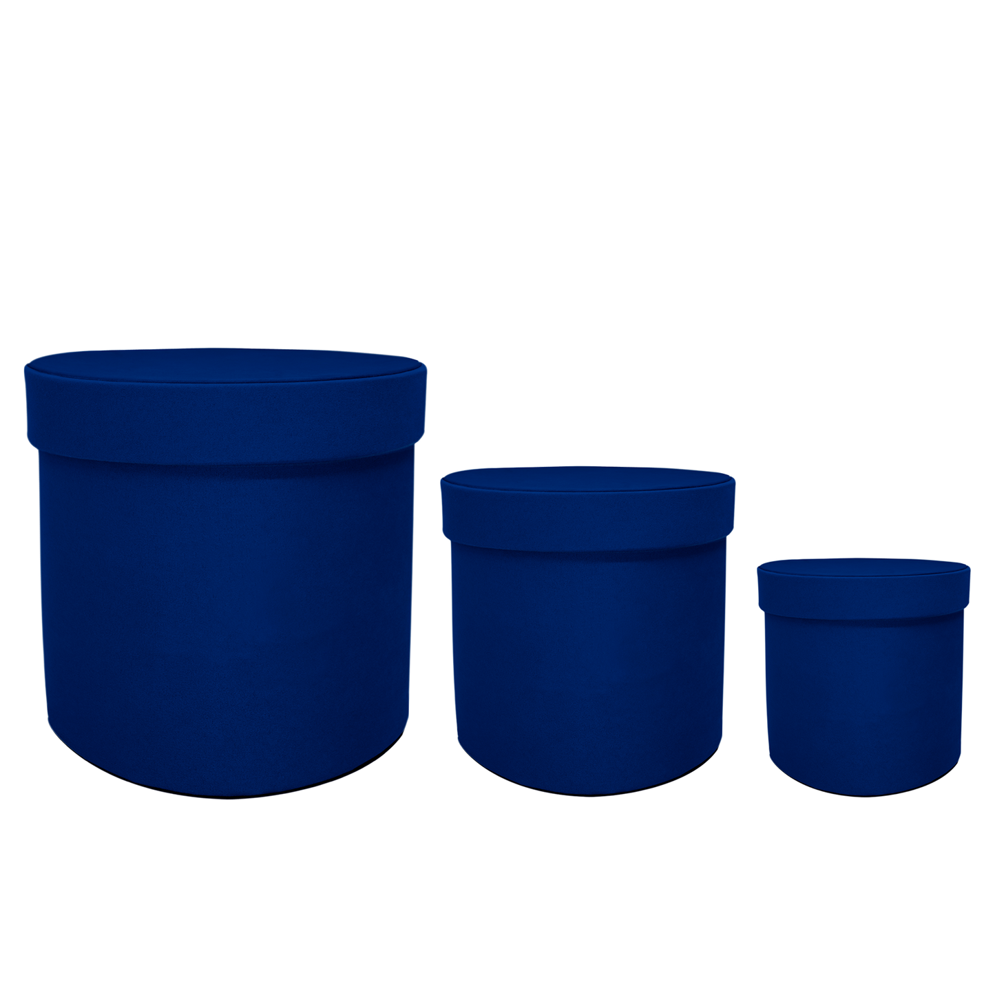 Kit 3 different sizes round shape boxes 3 in 1 - Velvet Royal Blue