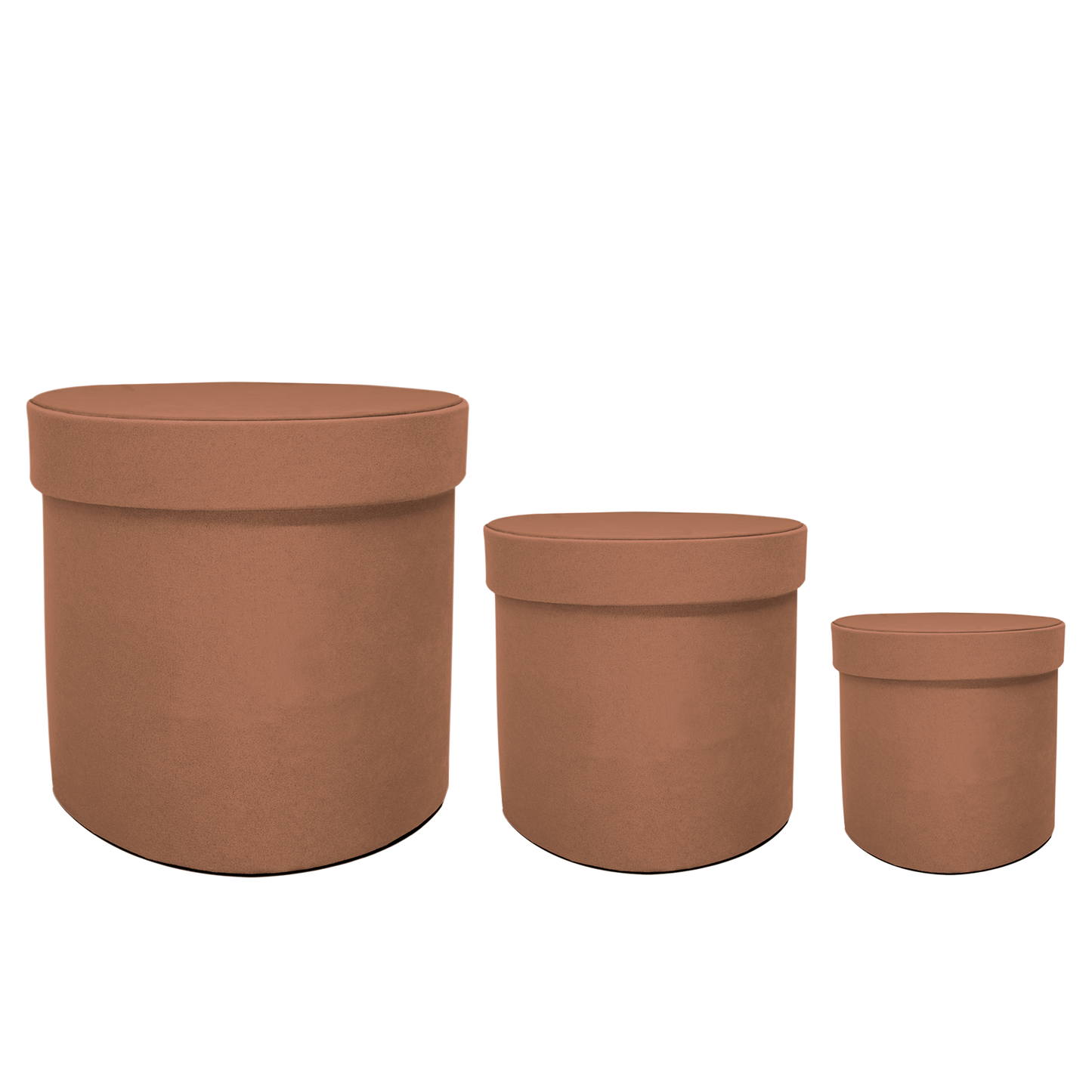 Kit 3 different sizes round shape boxes 3 in 1 - Velvet Tan