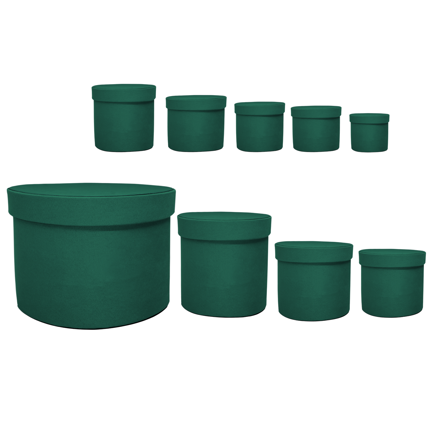 Kit 9 different sizes round and square boxes 9 in 1 - Velvet Turquoise