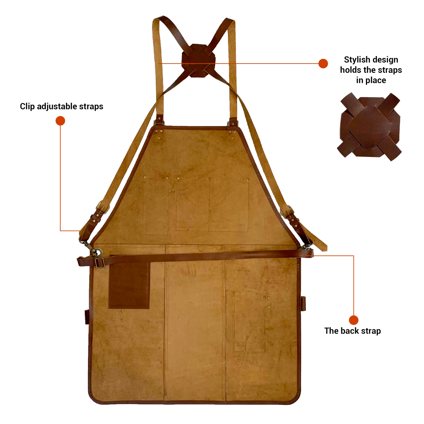 Rustic Leather Apron - Brown- Stock