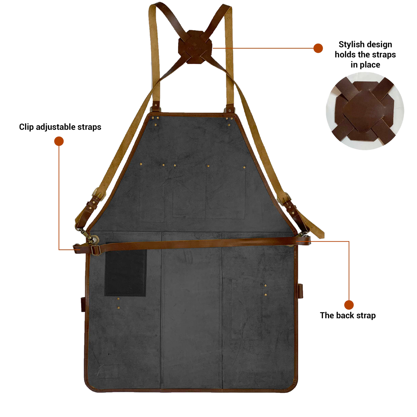 Rustic Leather Apron - Black- Stock