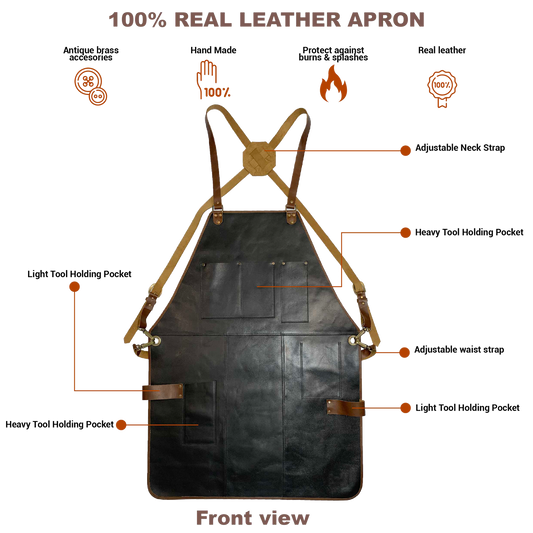 Rustic Leather Apron - Black- Stock