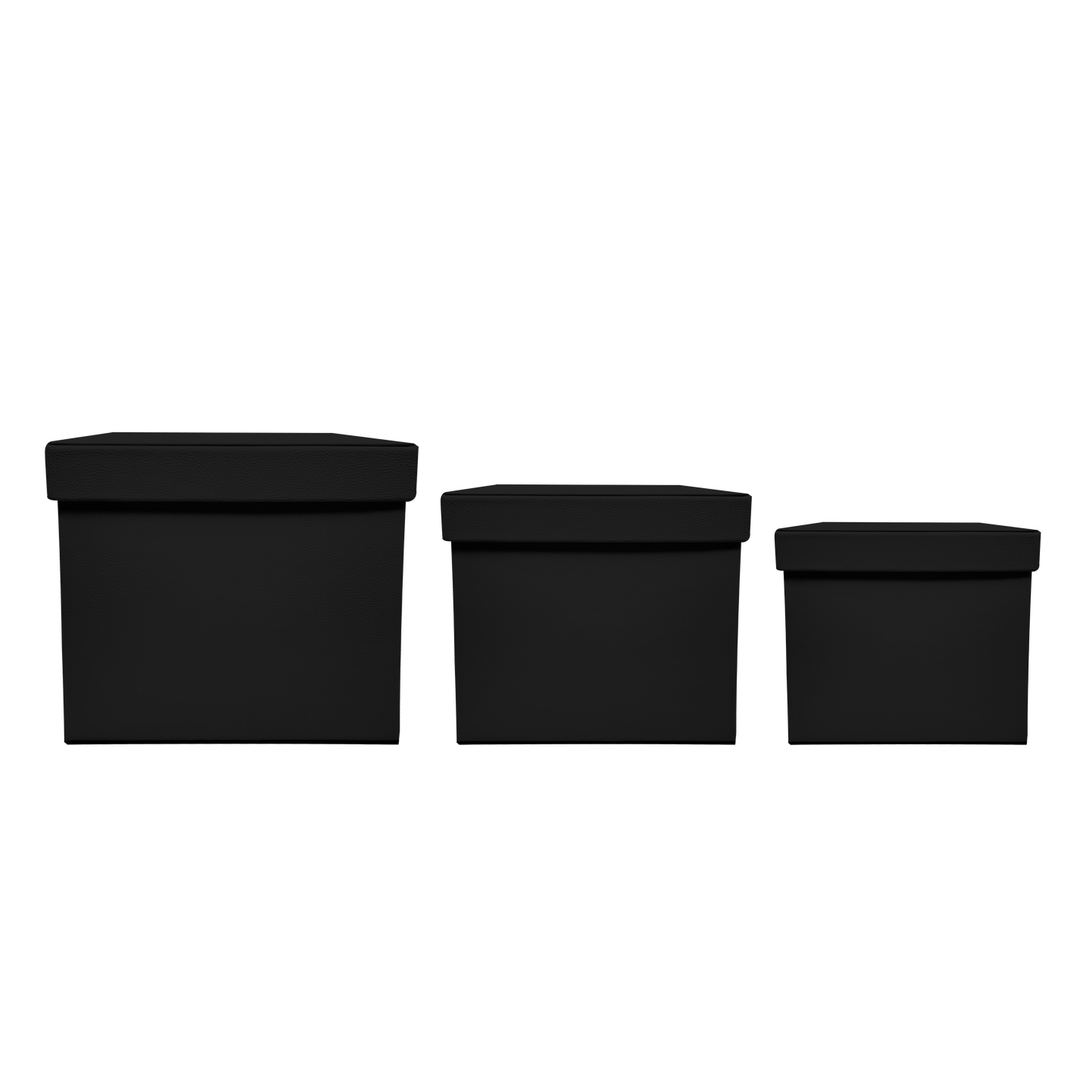 Kit 3 different sizes square shape boxes 3 in 1 - PU Leather Black