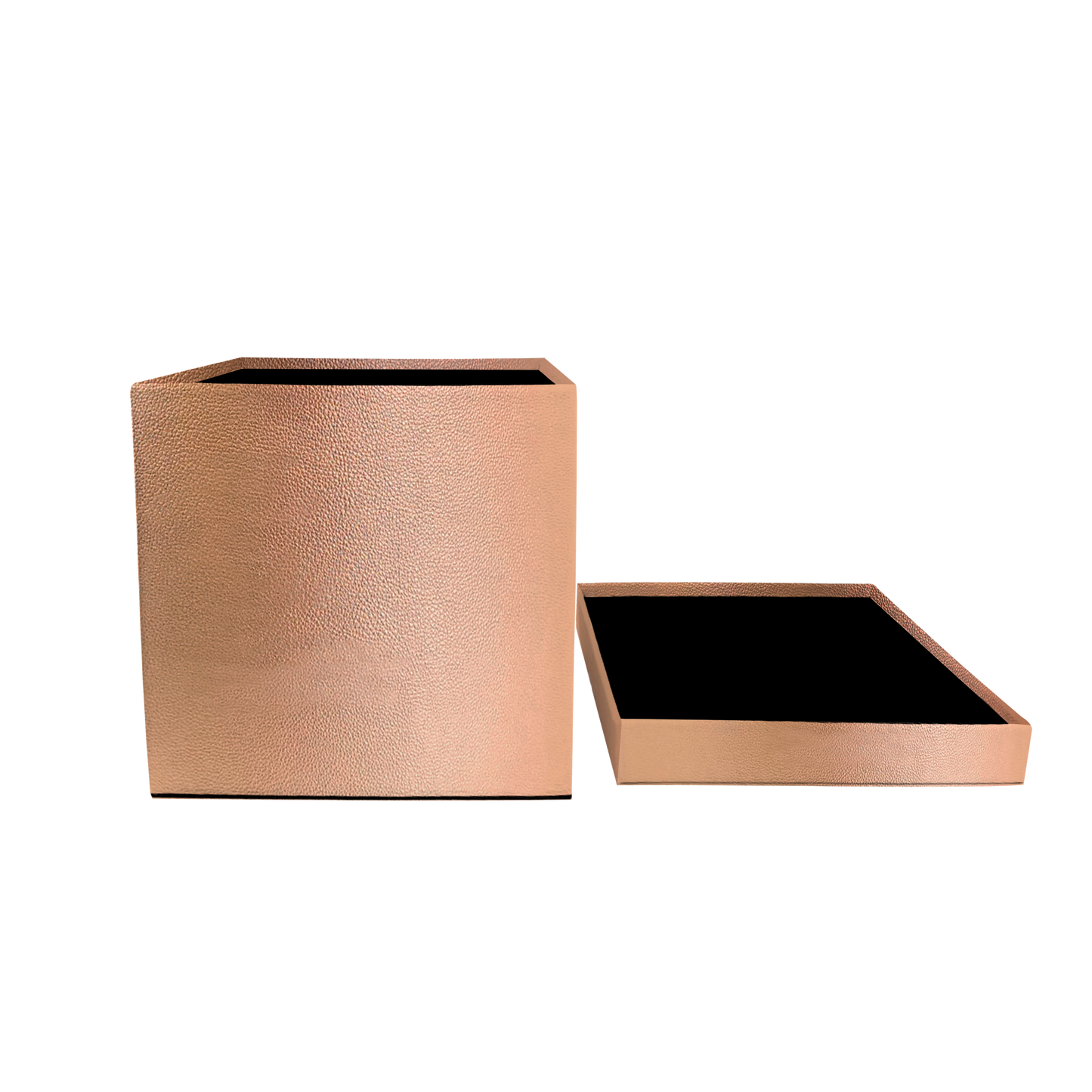 Kit 3 different sizes square shape boxes 3 in 1 - PU Leather Gold