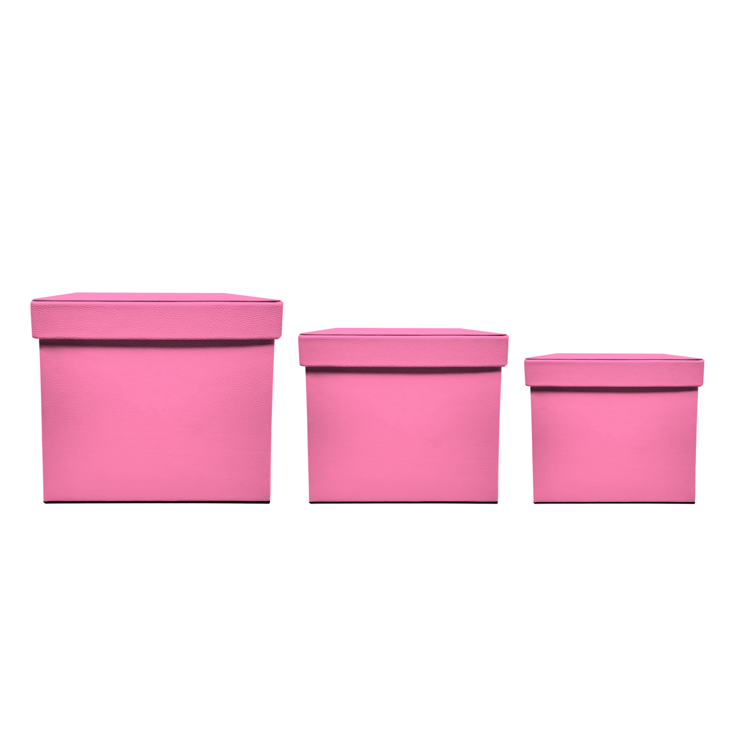 Kit 3 different sizes square boxes 3 in 1 - OP-B - PU Leather Pink