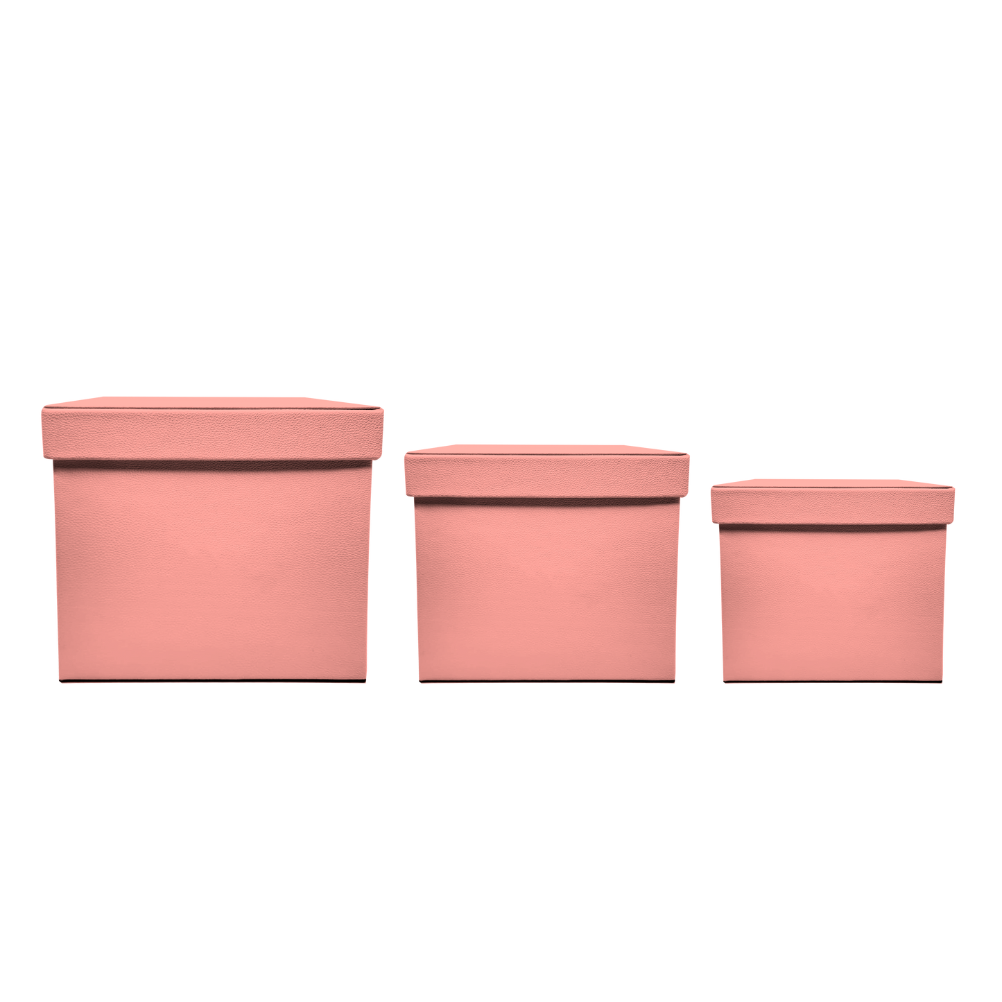 Kit 3 cajas cuadradas de diferentes tamaños 3 en 1 - Cuero PU Rosa