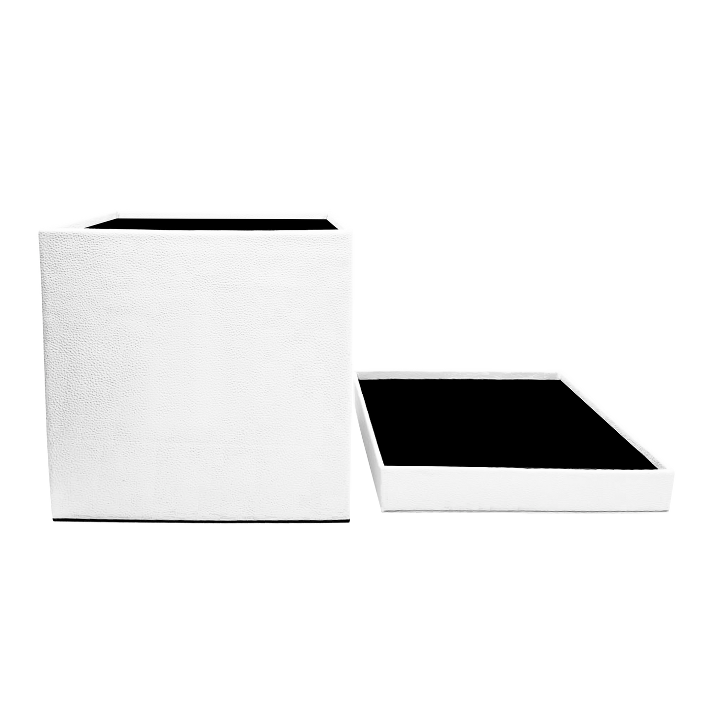 Kit 3 different sizes square shape boxes 3 in 1 - PU Leather White