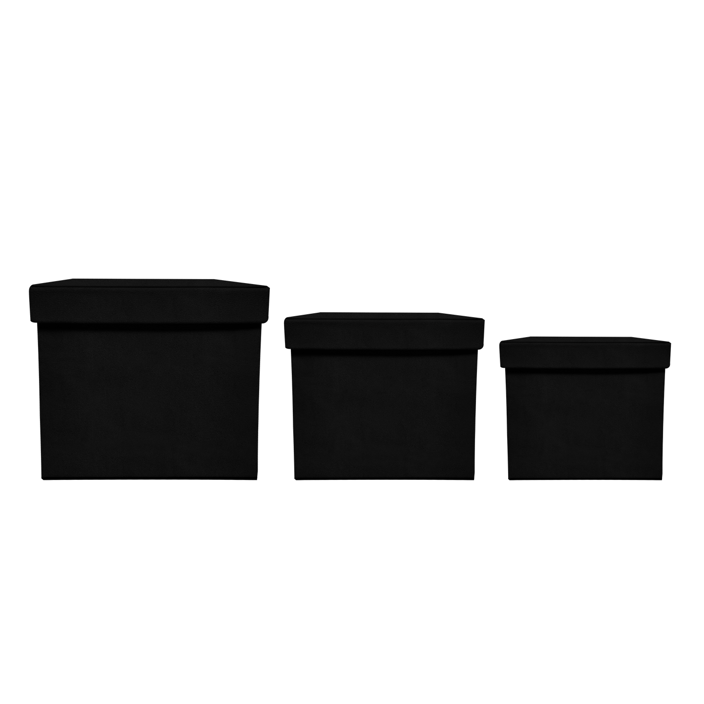Kit 3 different sizes square shape boxes 3 in 1 - Suede Black