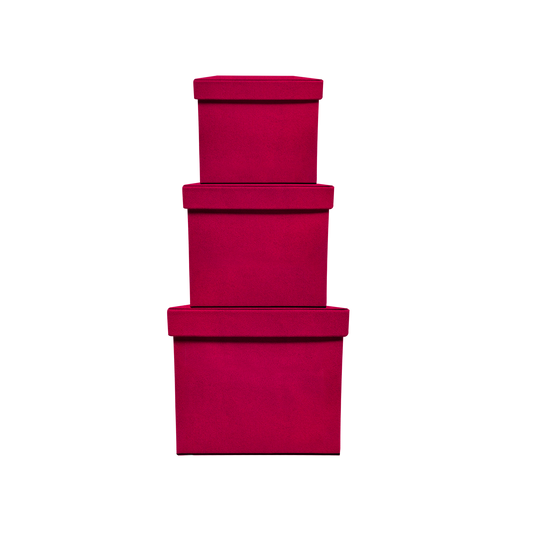 Kit 3 different sizes square shape boxes 3 in 1 - Suede Fucsia