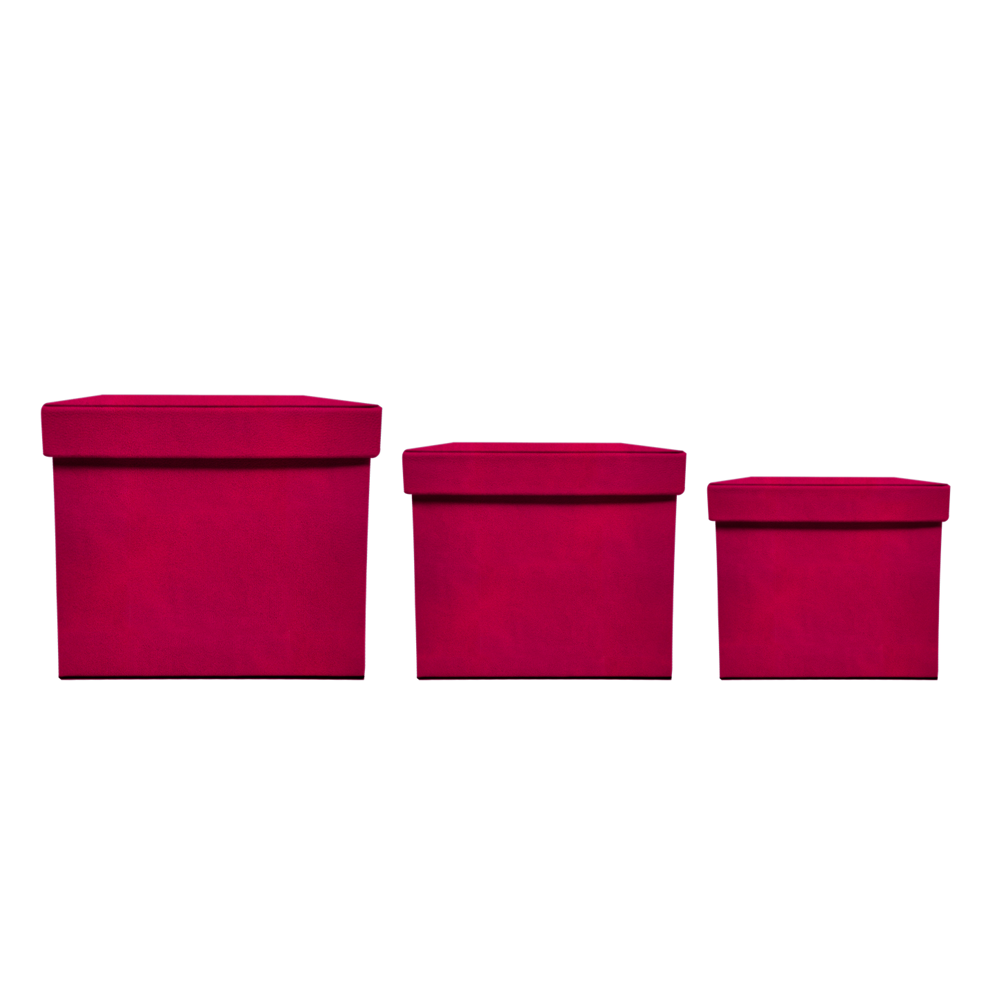 Kit 3 cajas cuadradas de diferentes tamaños 3 en 1 - Suede Fucsia