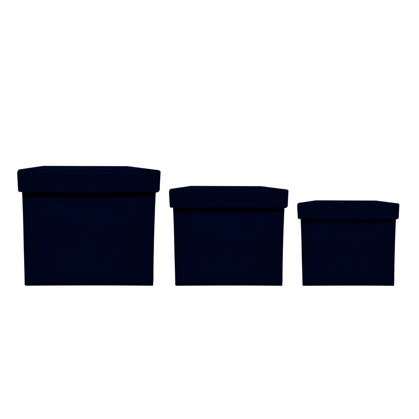 Kit 3 different sizes square shape boxes 3 in 1 - Suede Navy Blue