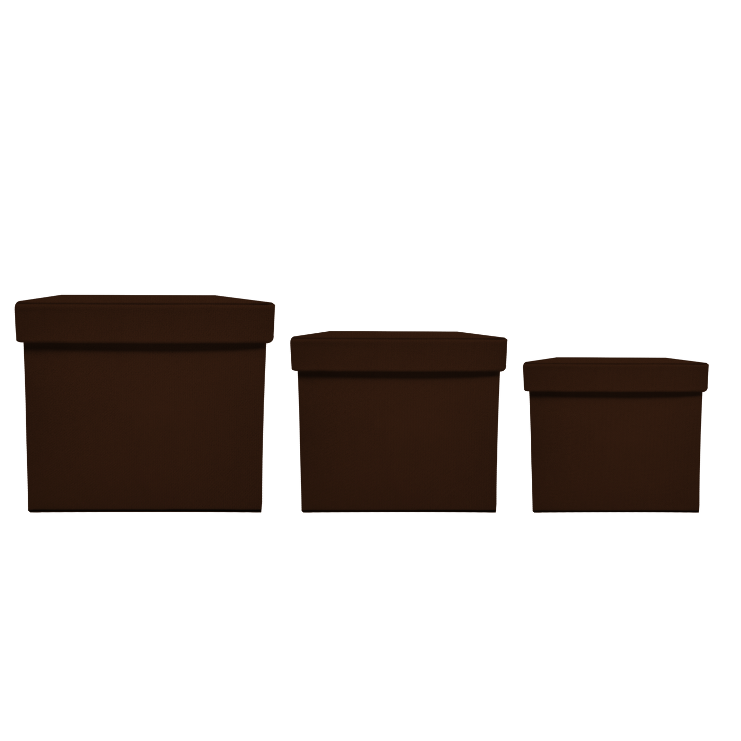 Kit 3 different sizes square shape boxes 3 in 1 - Velvet Brown